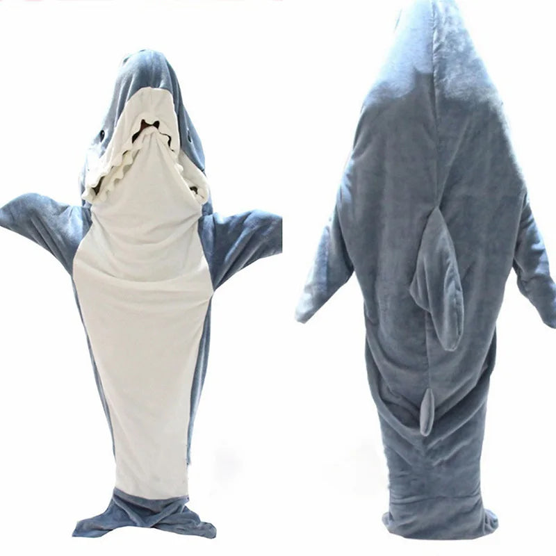 Flannel Shark Sleeping Bag Pajamas | Unisex Kids One-Piece