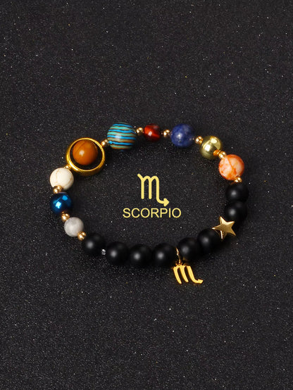 Natural Stone Zodiac Bracelet — 12 Constellations