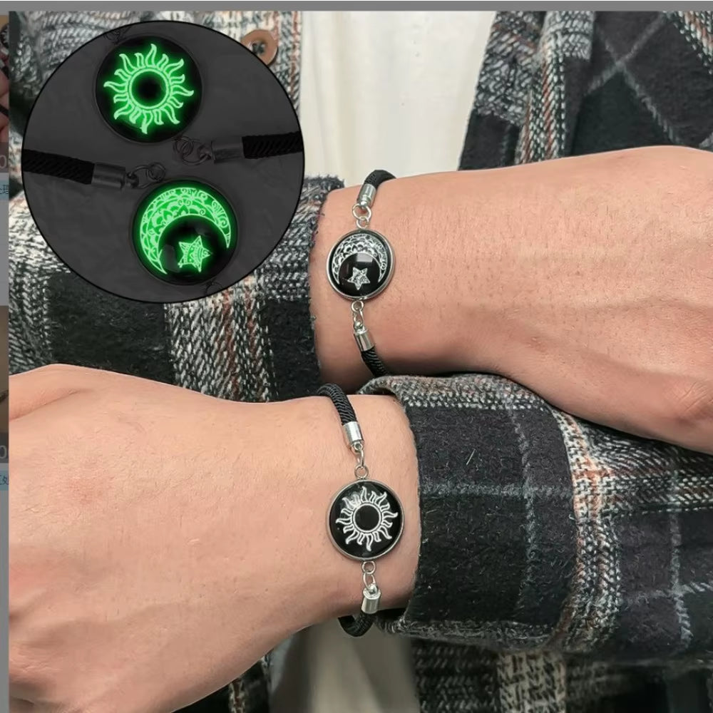 Sun & Moon Couple Bracelets (Set of 2) — Luminous, Adjustable