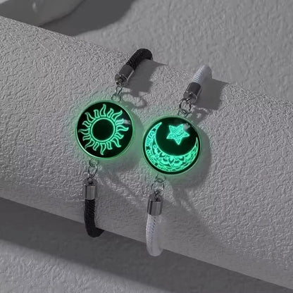 Sun & Moon Couple Bracelets (Set of 2) — Luminous, Adjustable