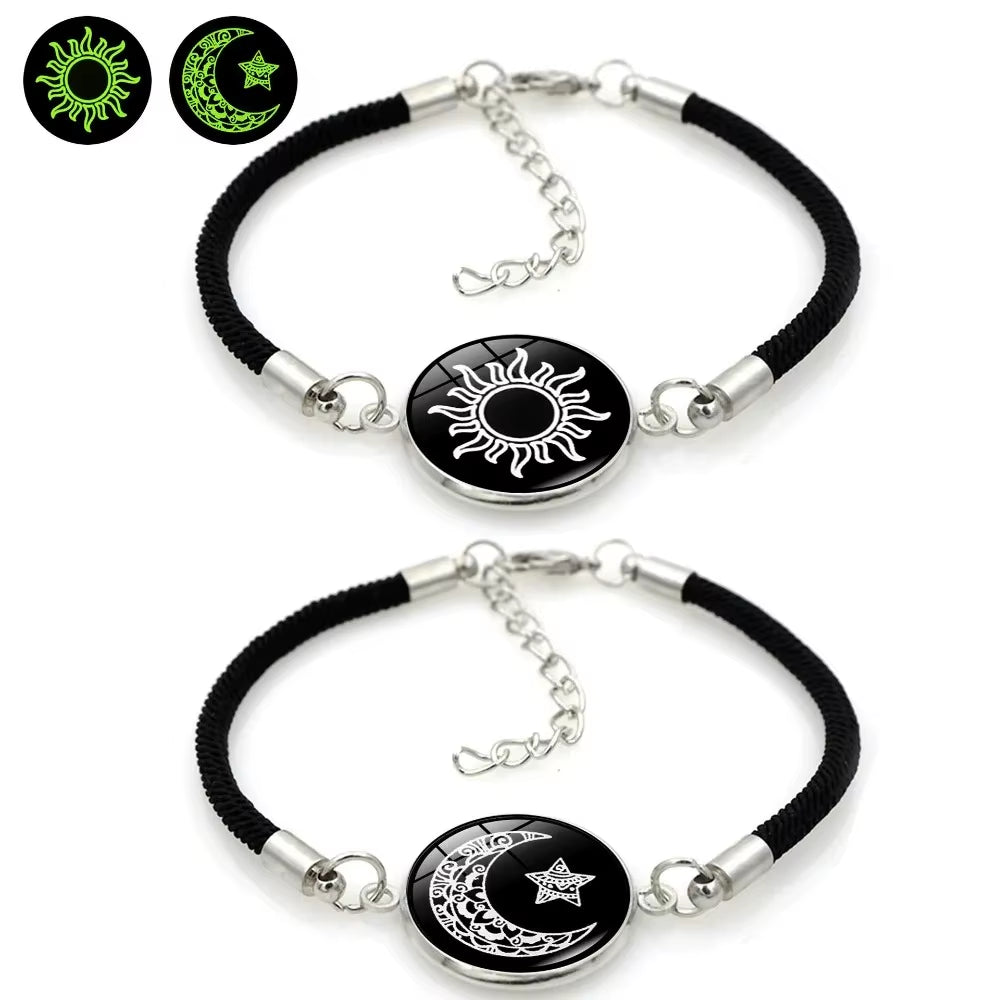 Sun & Moon Couple Bracelets (Set of 2) — Luminous, Adjustable