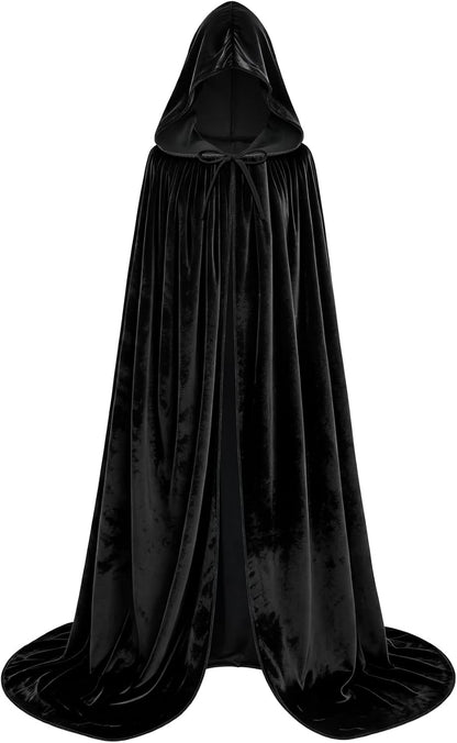 Hooded Velvet Cape — Halloween Cosplay Cloak (Witch/Vampire/Wizard)