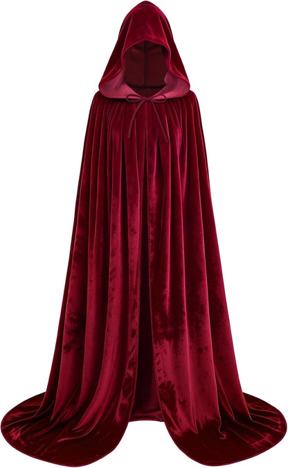 Hooded Velvet Cape — Halloween Cosplay Cloak (Witch/Vampire/Wizard)