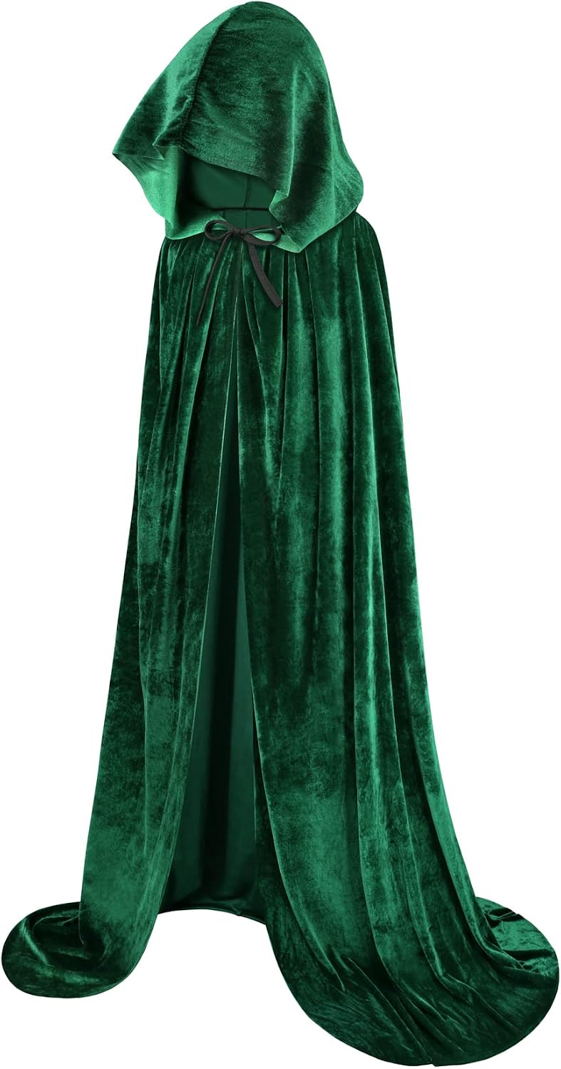 Hooded Velvet Cape — Halloween Cosplay Cloak (Witch/Vampire/Wizard)