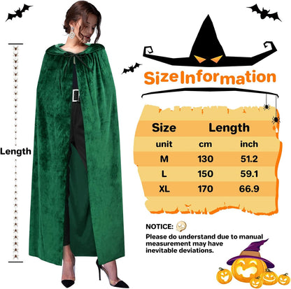 Hooded Velvet Cape — Halloween Cosplay Cloak (Witch/Vampire/Wizard)