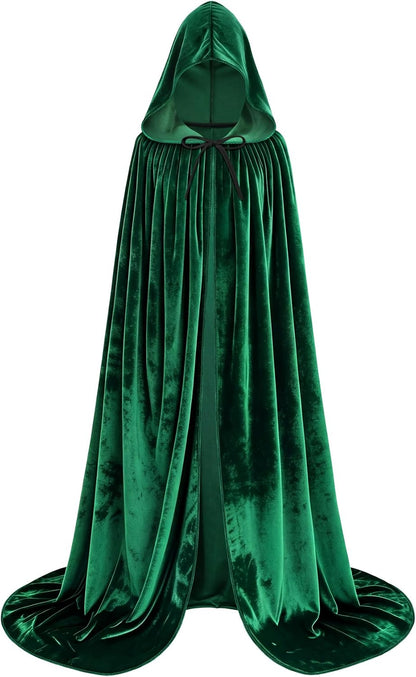 Hooded Velvet Cape — Halloween Cosplay Cloak (Witch/Vampire/Wizard)