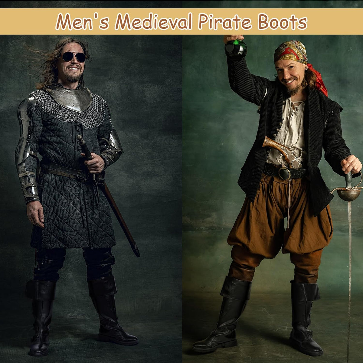 Medieval Pirate Boots for Men Women Renaissance Boots