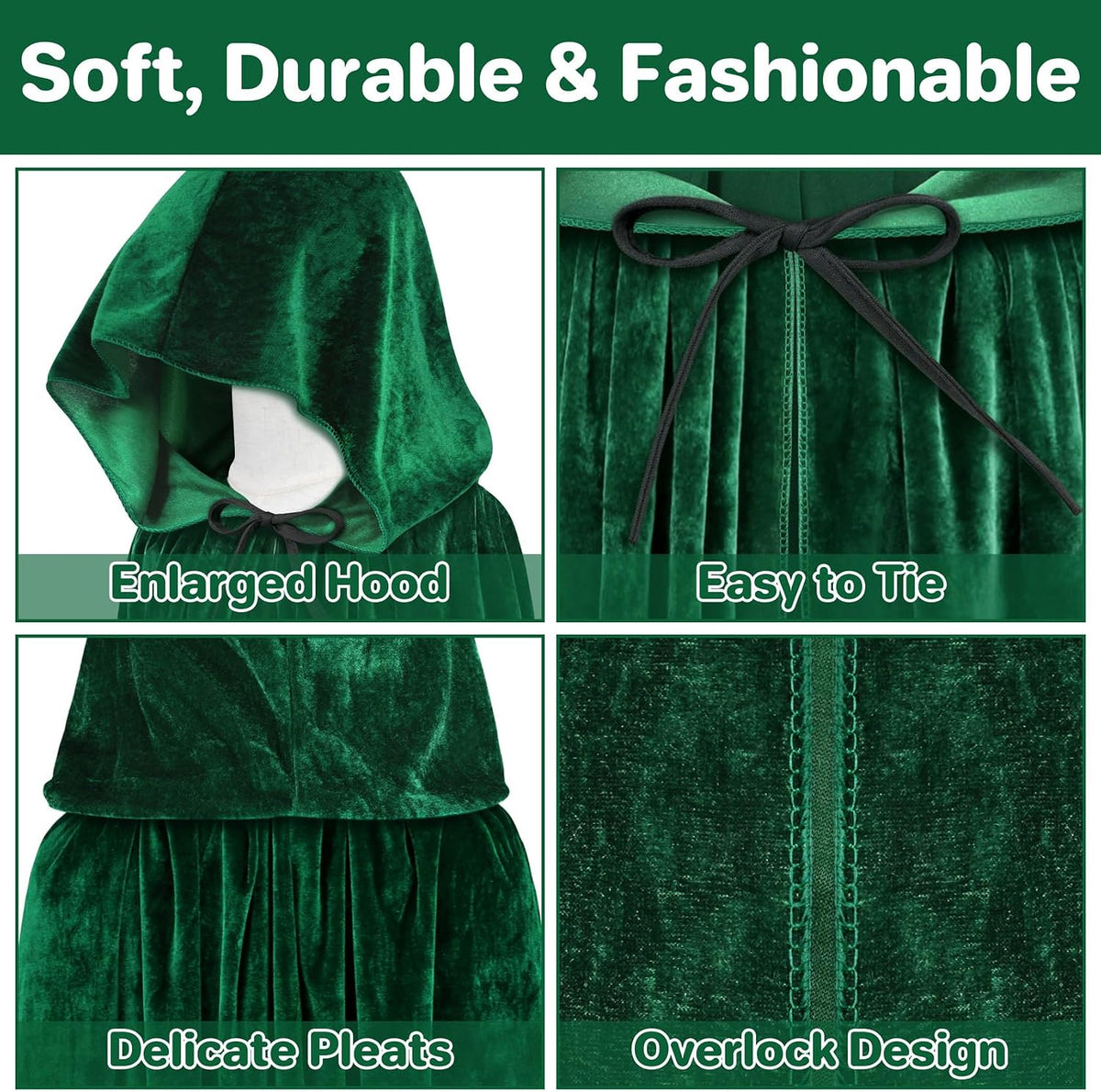 Hooded Velvet Cape — Halloween Cosplay Cloak (Witch/Vampire/Wizard)