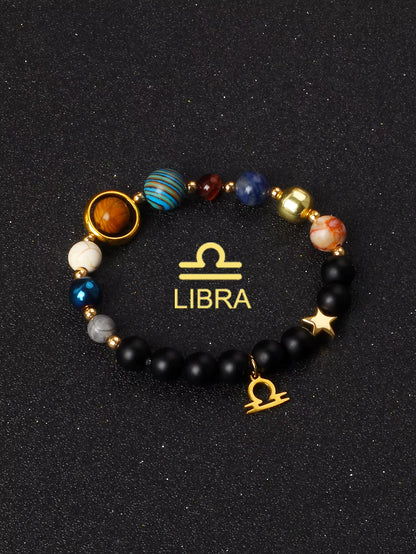 Natural Stone Zodiac Bracelet — 12 Constellations
