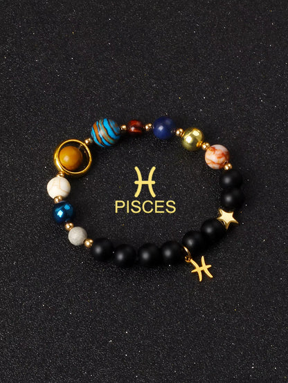 Natural Stone Zodiac Bracelet — 12 Constellations