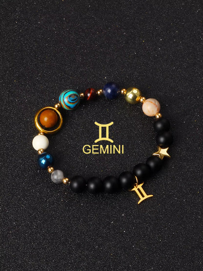 Natural Stone Zodiac Bracelet — 12 Constellations