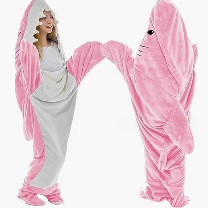 Flannel Shark Sleeping Bag Pajamas | Unisex Kids One-Piece