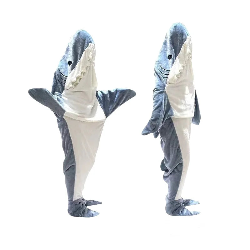 Flannel Shark Sleeping Bag Pajamas | Unisex Kids One-Piece