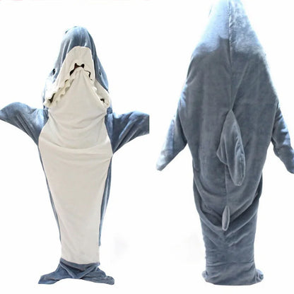 Flannel Shark Sleeping Bag Pajamas | Unisex Kids One-Piece