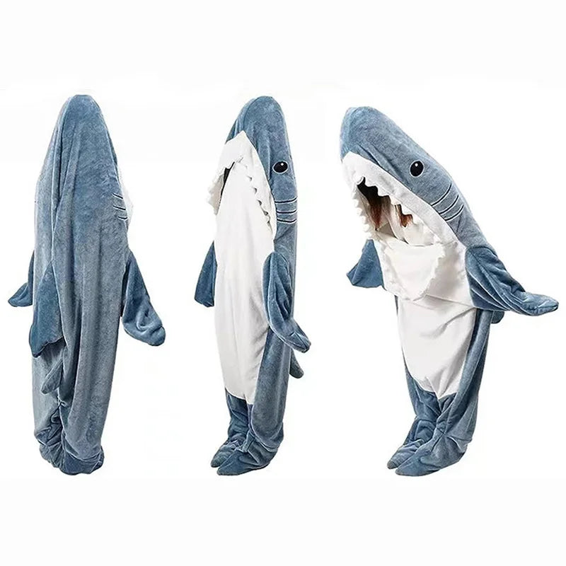 Flannel Shark Sleeping Bag Pajamas | Unisex Kids One-Piece
