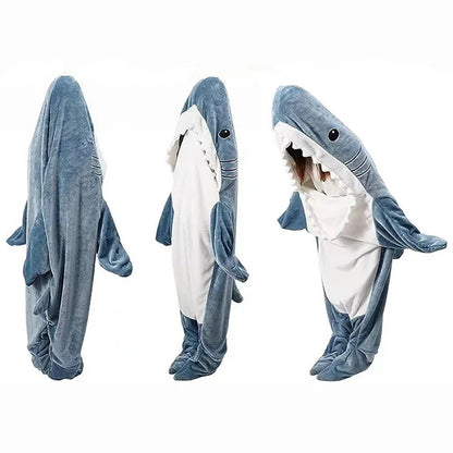 Flannel Shark Sleeping Bag Pajamas | Unisex Kids One-Piece