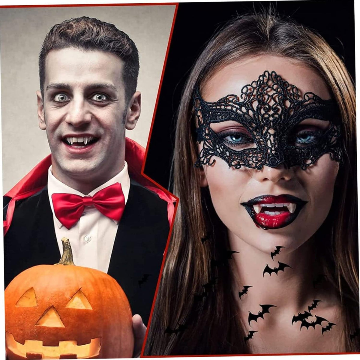 Retractable Vampire Teeth Realistic Telescopic Fangs Kit Scary Creepy Plastic Dress up Teeth Halloween Carnival Party Cosplay Decoration