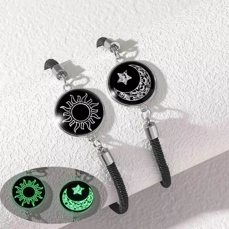 Sun & Moon Couple Bracelets (Set of 2) — Luminous, Adjustable