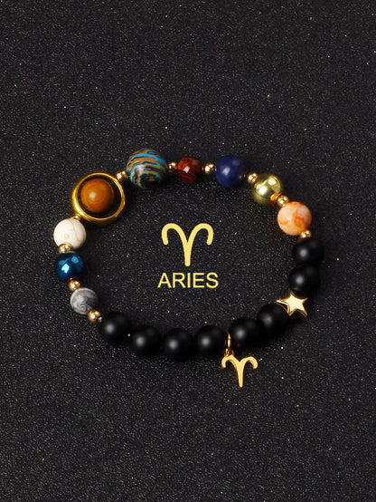 Natural Stone Zodiac Bracelet — 12 Constellations