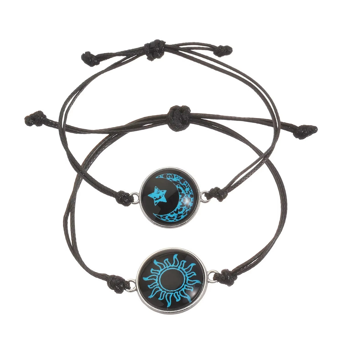 Sun & Moon Couple Bracelets (Set of 2) — Luminous, Adjustable