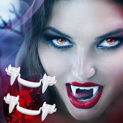 Retractable Vampire Teeth Realistic Telescopic Fangs Kit Scary Creepy Plastic Dress up Teeth Halloween Carnival Party Cosplay Decoration
