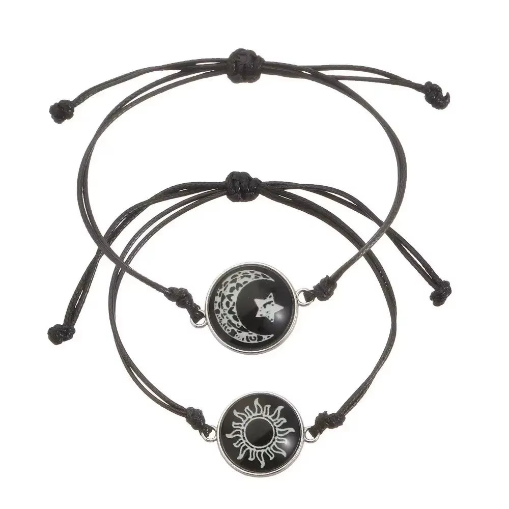 Sun & Moon Couple Bracelets (Set of 2) — Luminous, Adjustable