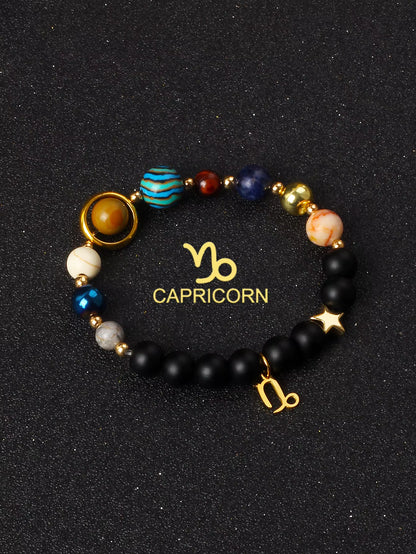 Natural Stone Zodiac Bracelet — 12 Constellations
