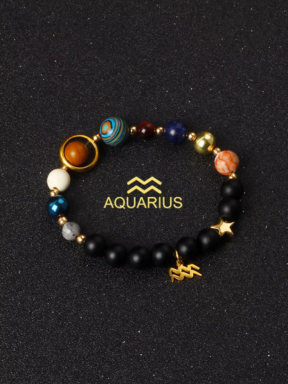 Natural Stone Zodiac Bracelet — 12 Constellations