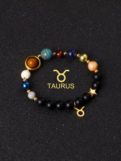 Natural Stone Zodiac Bracelet — 12 Constellations