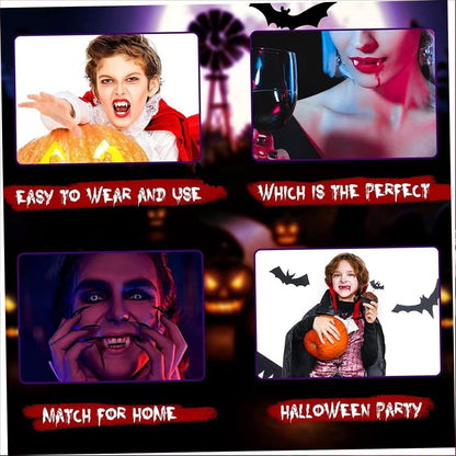 Retractable Vampire Teeth Realistic Telescopic Fangs Kit Scary Creepy Plastic Dress up Teeth Halloween Carnival Party Cosplay Decoration