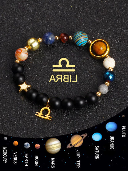 Natural Stone Zodiac Bracelet — 12 Constellations